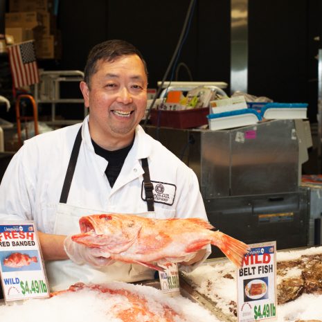 Uwajimaya | Employee Holding Fish