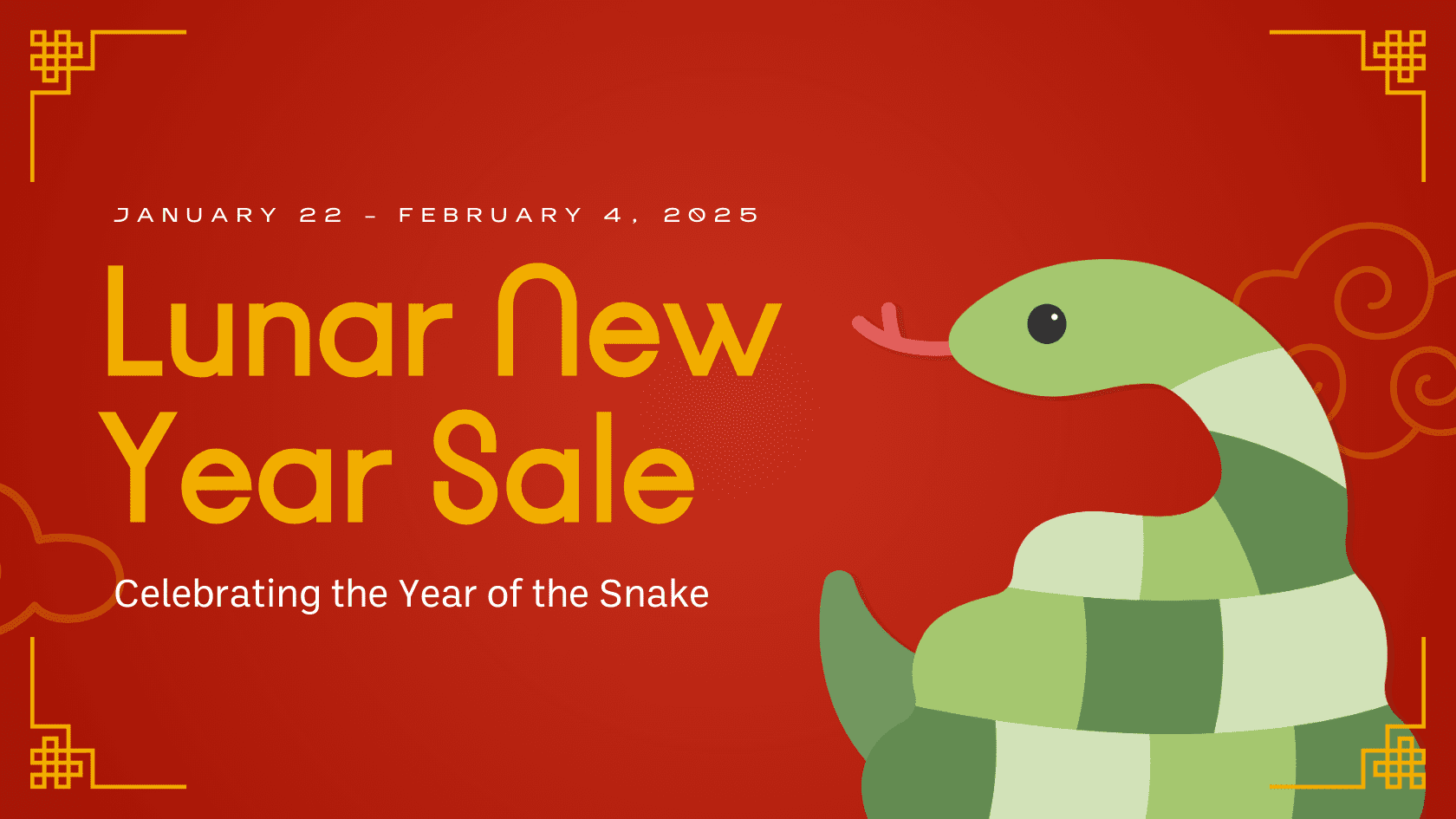 2025 Lunar New Year Sale at Uwajimaya; Red banner with green snake